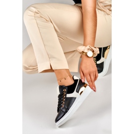 Svarta och vita sneakers för kvinnor på Eliza-plattformen 1