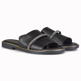 Eleganta svarta damtofflor med dekoration 2