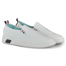 Genombrutna slip-on vita sneakers för kvinnor 2