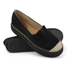 Platt-espadrillor i svart mocka 1