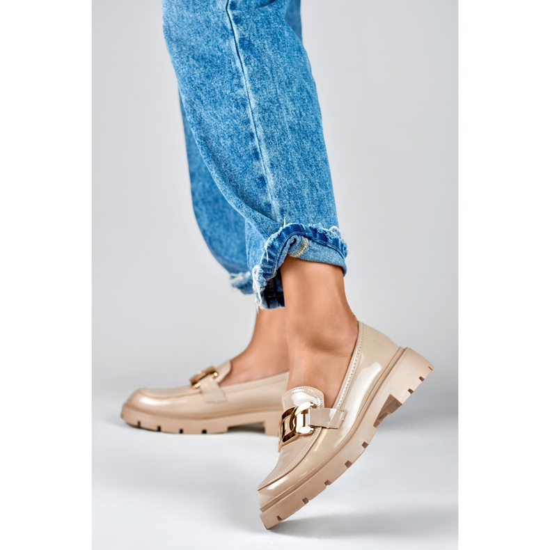 Beiga brogues med gulddekor beige 2