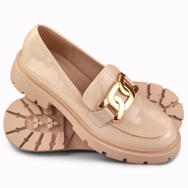 Beiga brogues med gulddekor beige 1