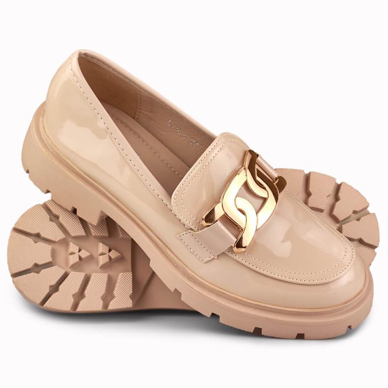 Beiga brogues med gulddekor beige 1