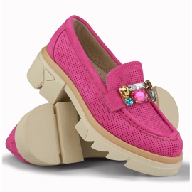 Rosa loafers med dekorativa stenar 1