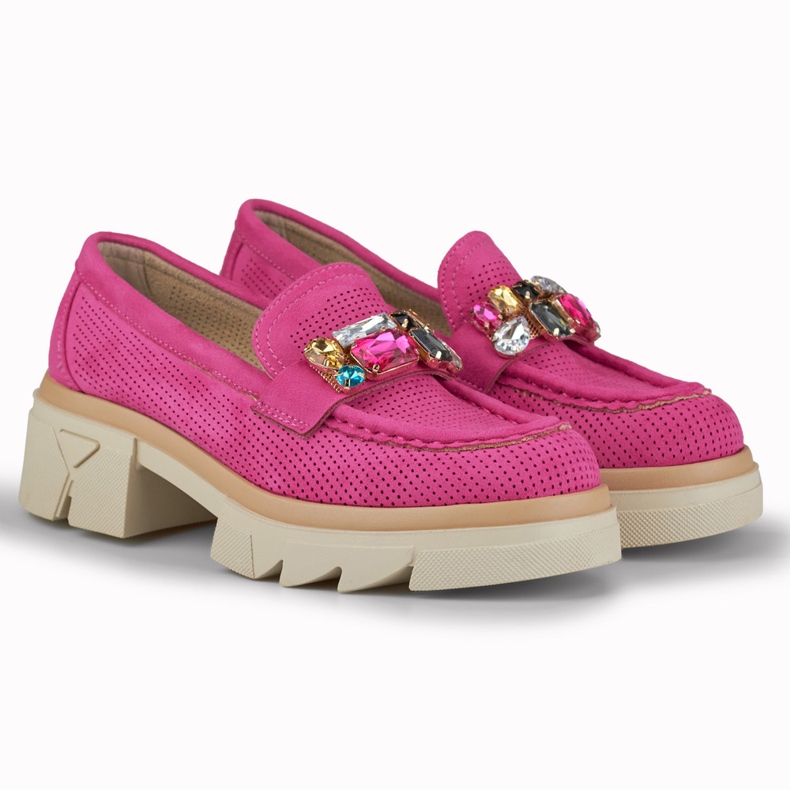 Rosa loafers med dekorativa stenar 2