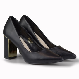 Eleganta pumps med en dekorativ klack svart 1