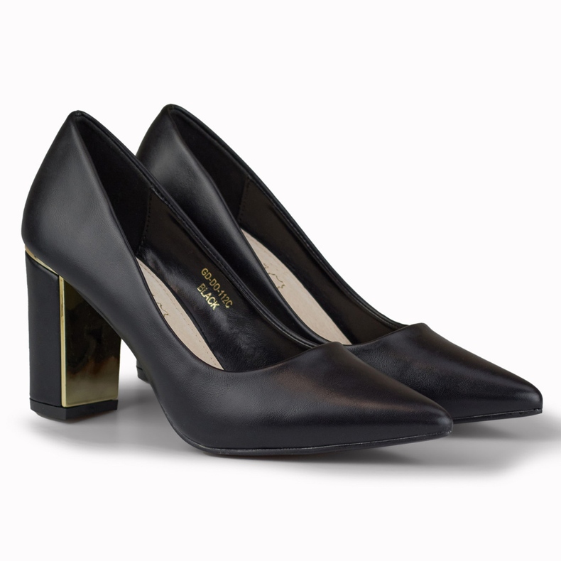 Eleganta pumps med en dekorativ klack svart 1