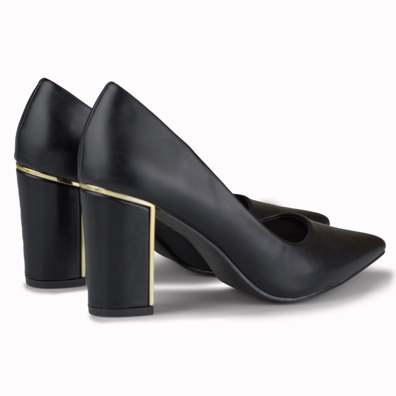 Eleganta pumps med en dekorativ klack svart 2