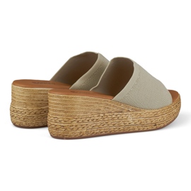 Bekväma beige wedge tofflor för kvinnor 1