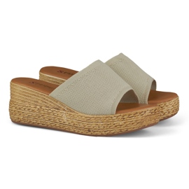 Bekväma beige wedge tofflor för kvinnor 2