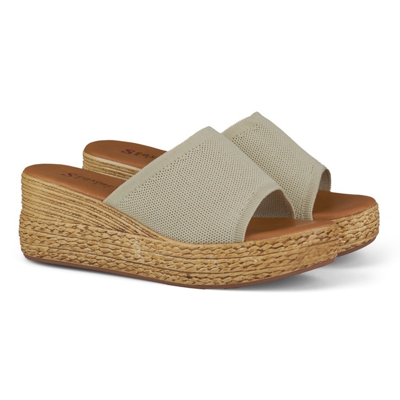 Bekväma beige wedge tofflor för kvinnor 2
