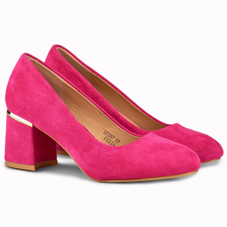 Fuchsia pumps med rund tå rosa 1