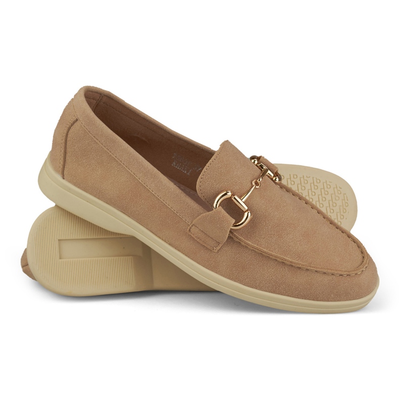 Bekväma mjuka beige loafers för dam 2
