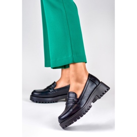 Svarta loafers i ekoläder för kvinnor 2