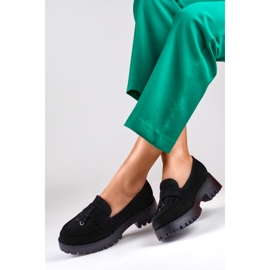 Klassiska loafers i svart mocka för kvinnor 2