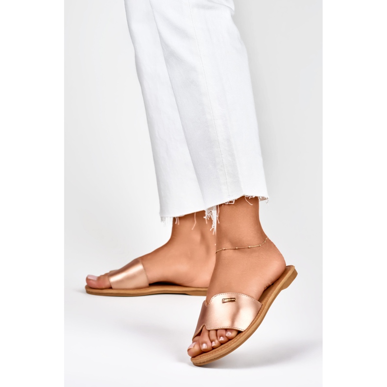 Denly klassiska platta tofflor för kvinnor gyllene 2