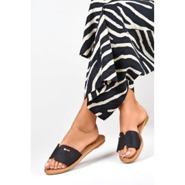 Denly klassiska platta tofflor för kvinnor svart 1