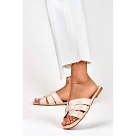 Beige damtofflor med platt sula 2