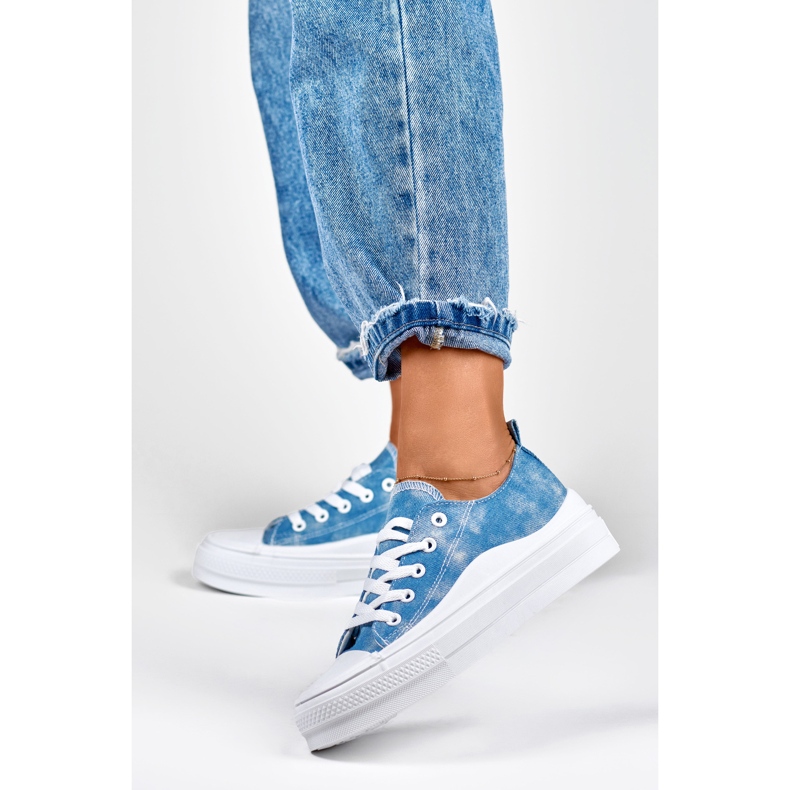 Denimsneakers för kvinnor på plattformen blå 2