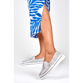 Genombrutna läderskor för kvinnor silver- 2