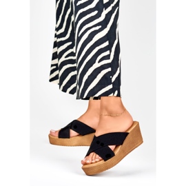 Svarta wedge tofflor för kvinnor 2