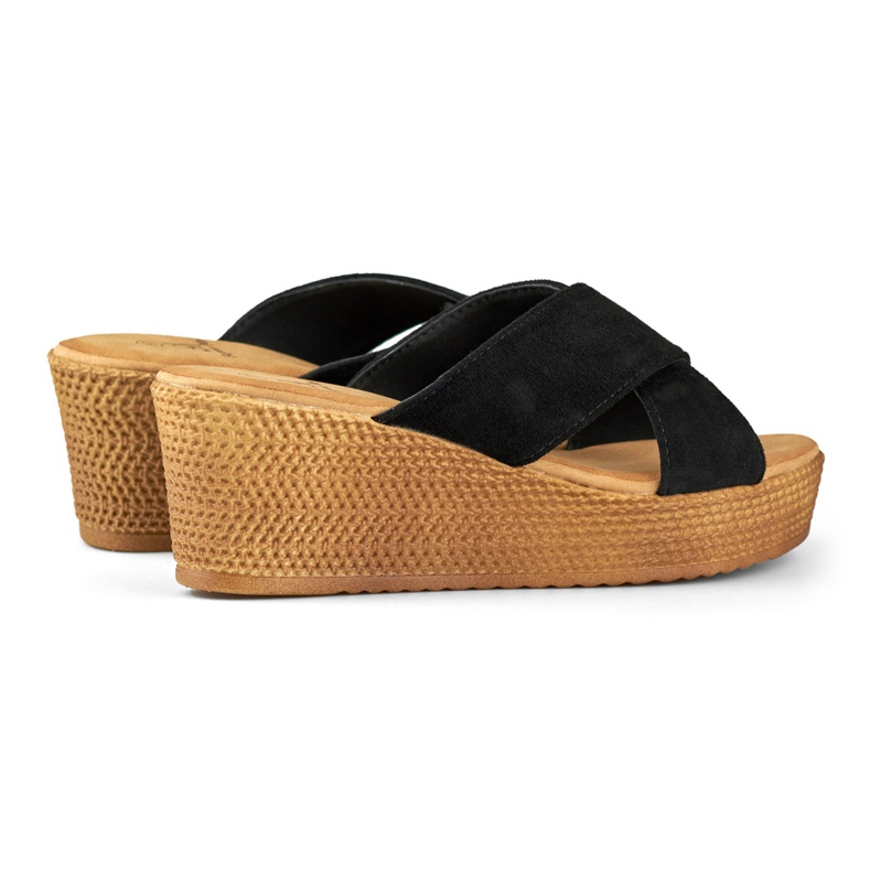 Svarta wedge tofflor för kvinnor 1