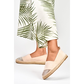 Beige espadrillor för kvinnor med en paljettå 2