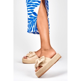 Beige espadrillor med rosett 2