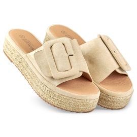 Beige espadrillor i mocka för kvinnor 1