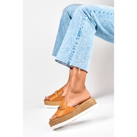 Orange tofflor för kvinnor med låg kil 2