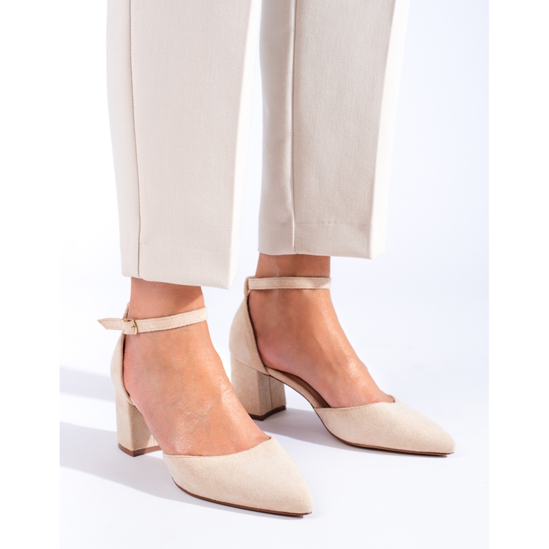Shelovet pumps i beige mocka för kvinnor 1