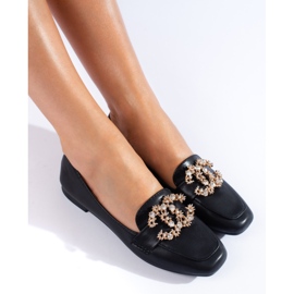 Shelovet damers svarta strass loafers 1