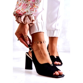 S. BARSKI Kvinnors mocka sandaler på stolpen med en ornament svart 1