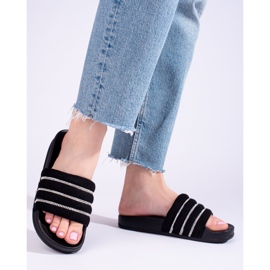 Svarta damsandaler med cubic zirconia Shelovet 1