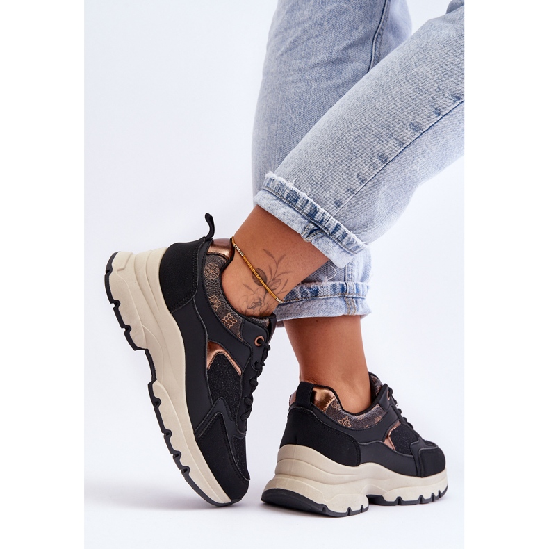 PM1 Svarta Escape Sportskor med snörning i plattform 2