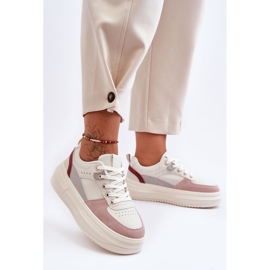 FJ1 Damsportskor på en massiv plattform Vit och rosa Gemma 1