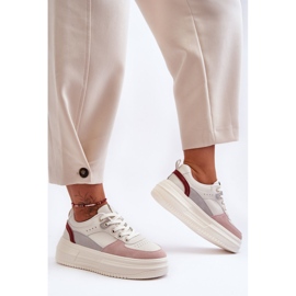 FJ1 Damsportskor på en massiv plattform Vit och rosa Gemma 2