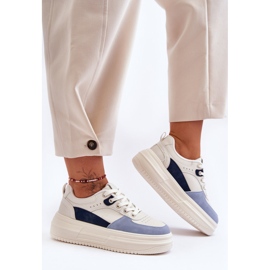 FJ1 Damsportskor på en massiv plattform Vit och blå Gemma 1