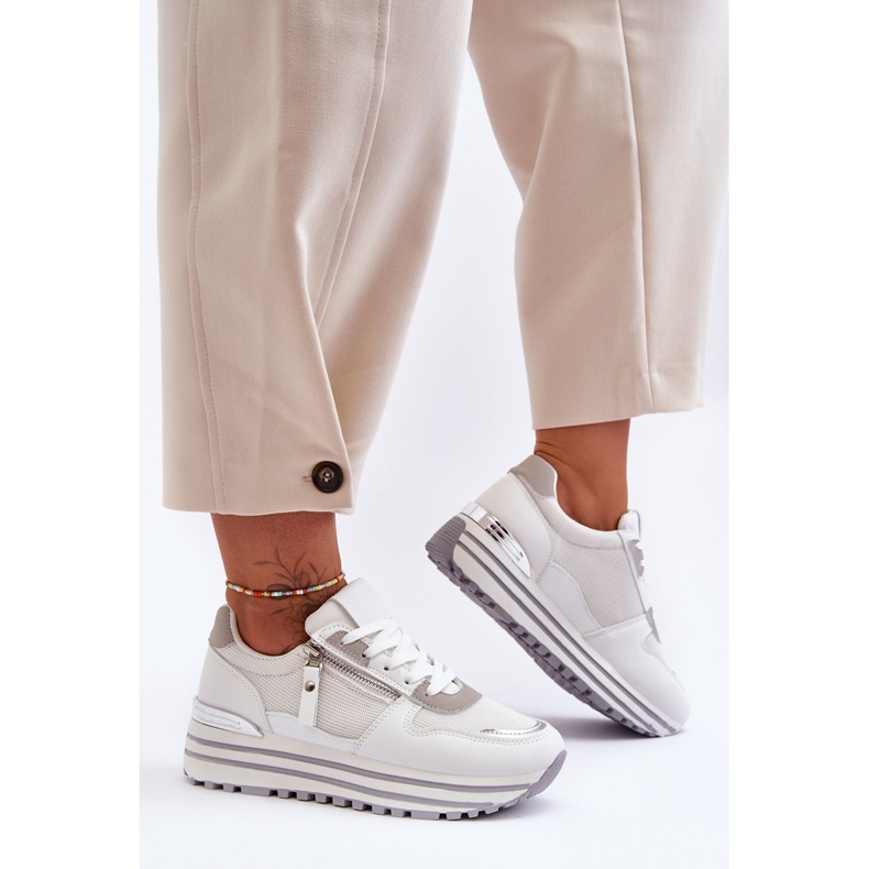 FJ1 Damsportskor med dekorativ dragkedja Vit Cairo 2