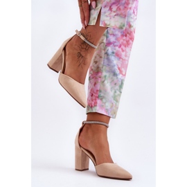 Mocka Pumps Med Strass Beige Diamant 1