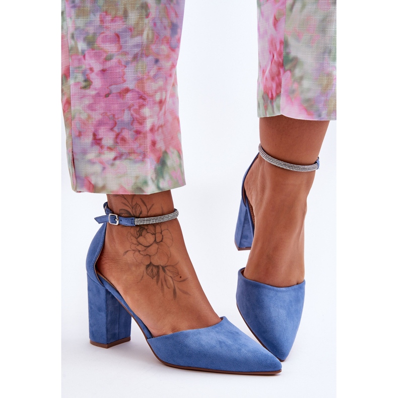 PS1 Diamond Blue Mocka Pumps Med Cubic Zirconia blå 2