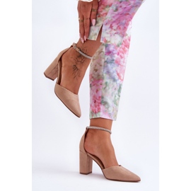 Mörkbeige Diamond Mocka Pumps Med Cubic Zirconia 2