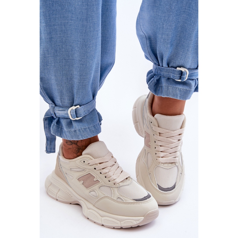 FG2 Fashionabla sportskor i mesh för kvinnor Beige Venedig 1