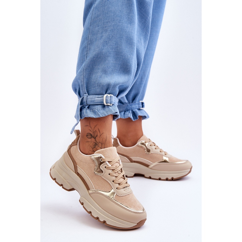 FG2 Beige plattform platt klack sportskor ikoner 1