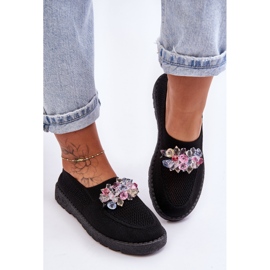 PM1 Slip-on sneakers för kvinnor med stenar Svart Enkel 2