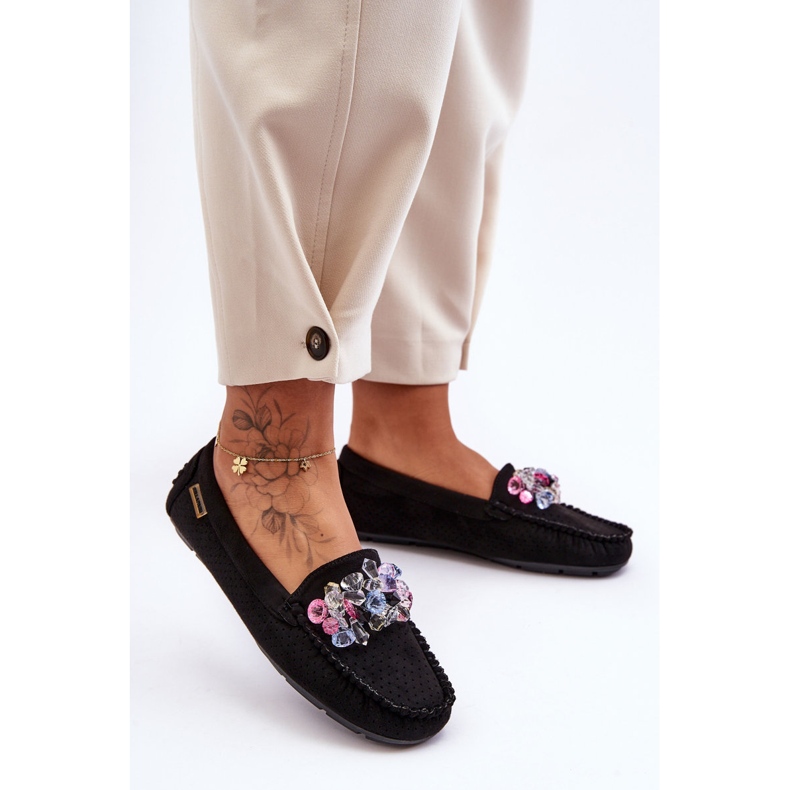 PM1 Fashionabla mocka loafers med prydnadsföremål Black Delima svart 1