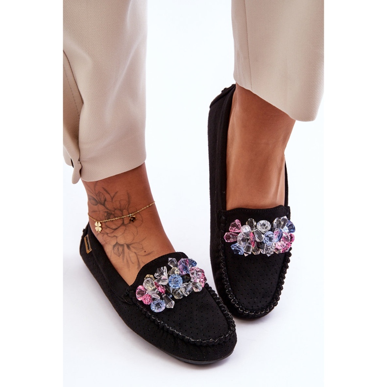 PM1 Fashionabla mocka loafers med prydnadsföremål Black Delima svart 2