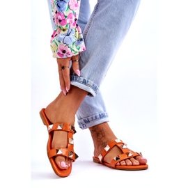 Kvinnors flip -flops med stora dubbar orange 2