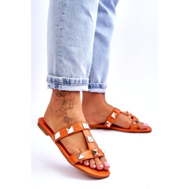 Kvinnors flip -flops med stora dubbar orange 4