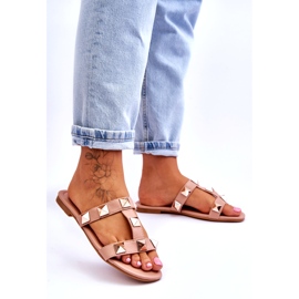 Kvinnors tofflor med stora nakna studs rosa 2